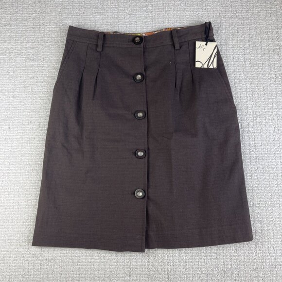 NWT Milly of New-York Chocolate Brown Skirt Size 6 Button up - Picture 1 of 14